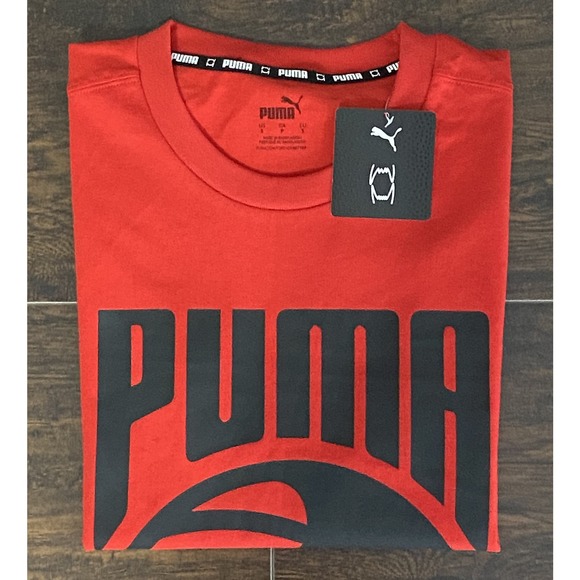 Puma Other - Puma Hoops Men's Small Logo Graphic Posterize Tee Crew Neck Red NEW